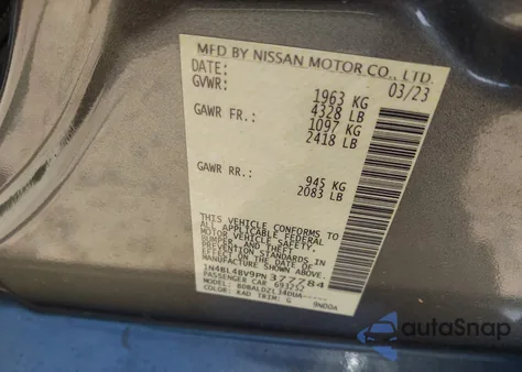 2023 Nissan Altima S Fwd z USA, uszkodzony, nr VIN 1N4BL4BV9PN377784